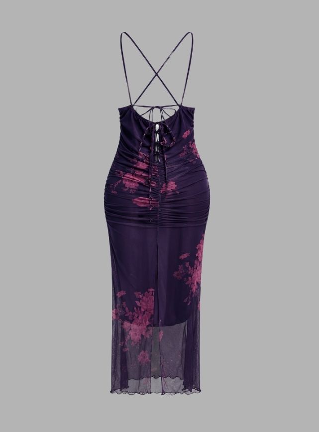 Open Back Sheer Dress