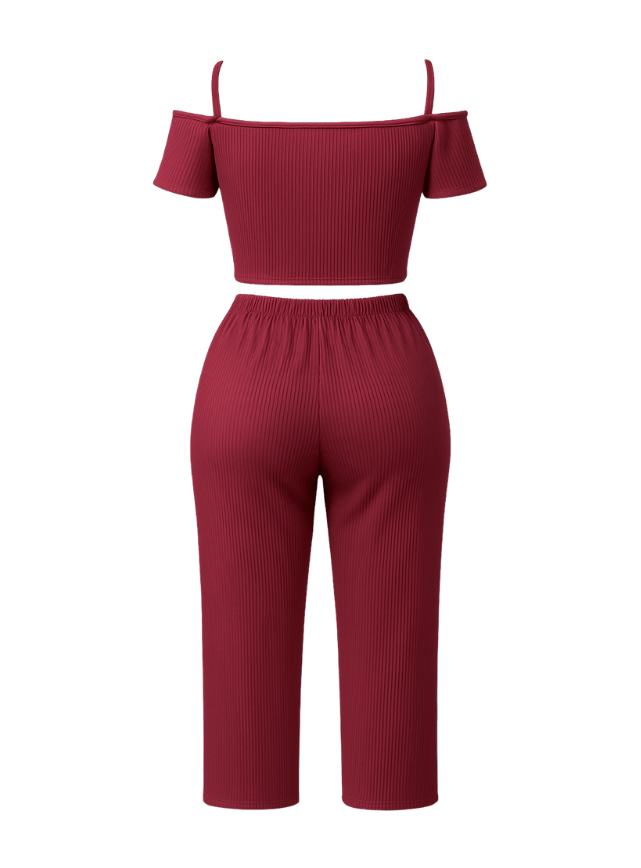 بيجامة بنطلون اوف شولدر