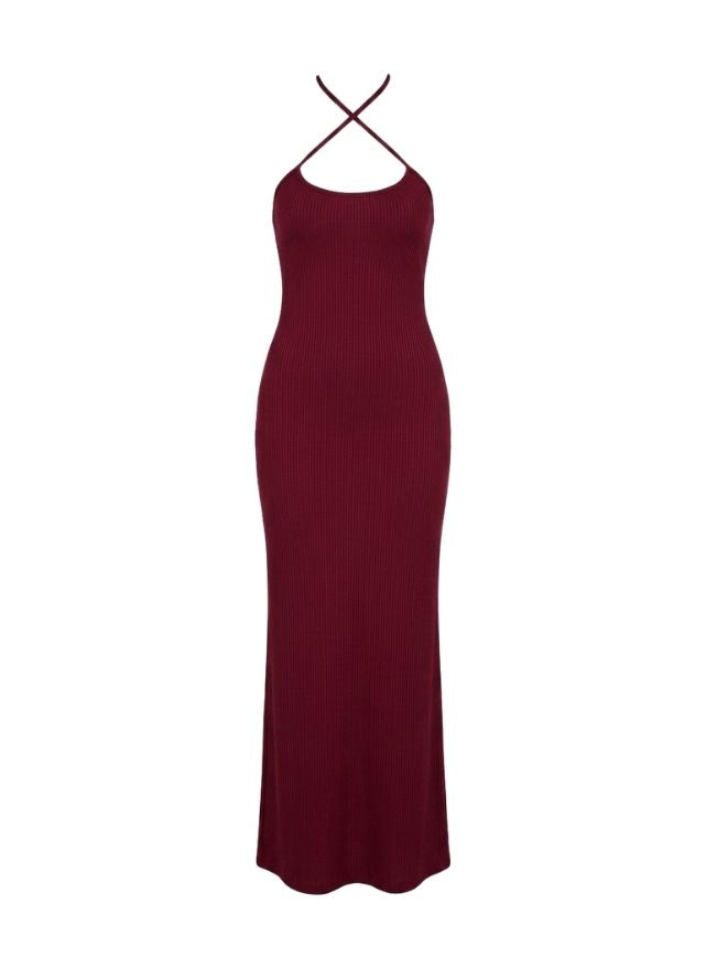 Long Dress with X-Shaped Chest Cut
