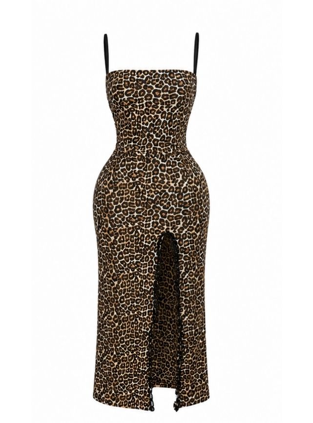 Tiger Dress with Open Back & Lace