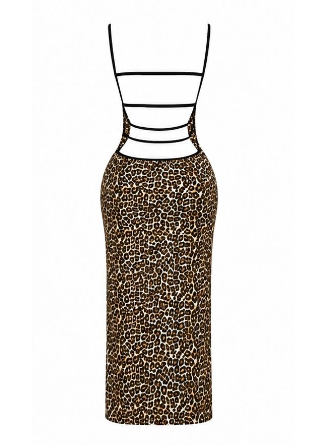 Tiger Dress with Open Back & Lace