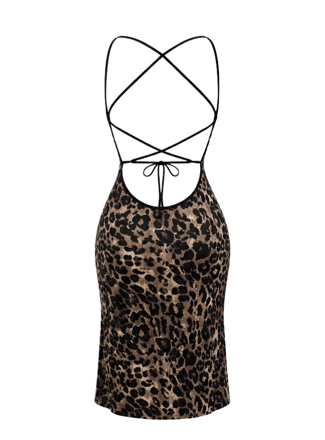 Tiger Dress with Side Slit & Lace