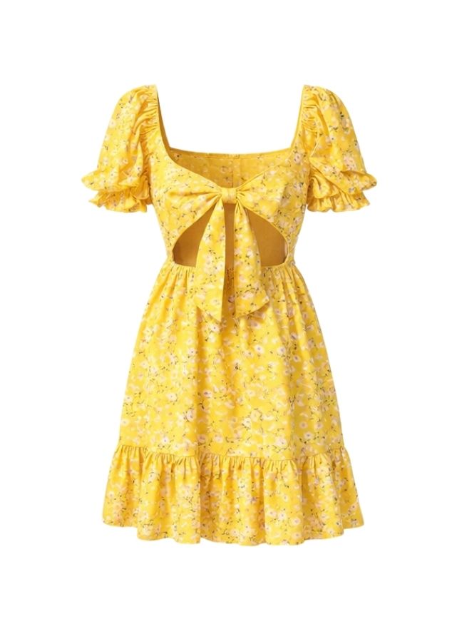 Floral Back Bow Dress