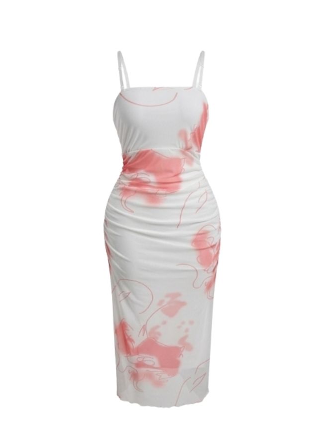 دريس طويل مزود بروب بطابعه الورد