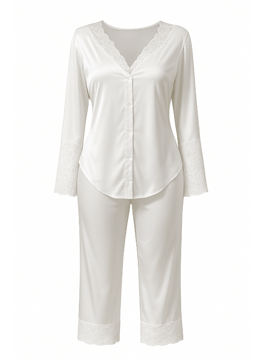 بيجامه ستان بيضه مزوده بدانتيل