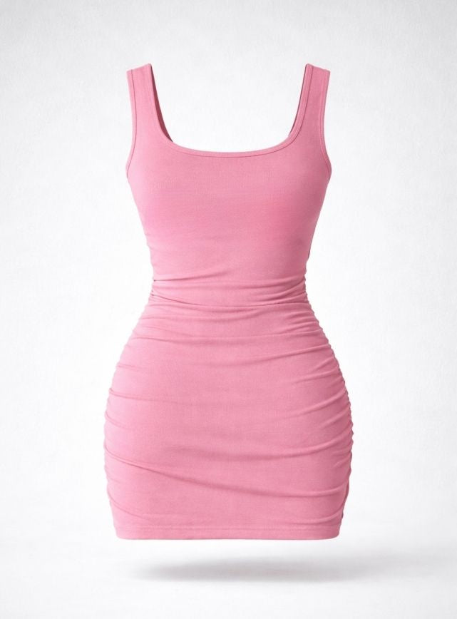 Pink Waffle Knit Dress