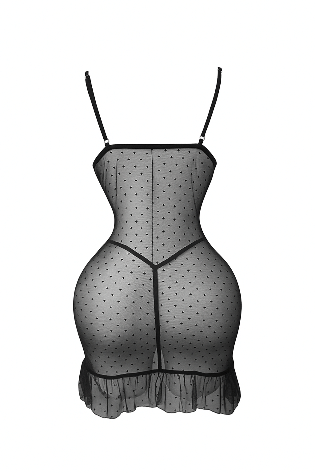 لانجري اسود شفاف قصير بقصه صدر مميزه