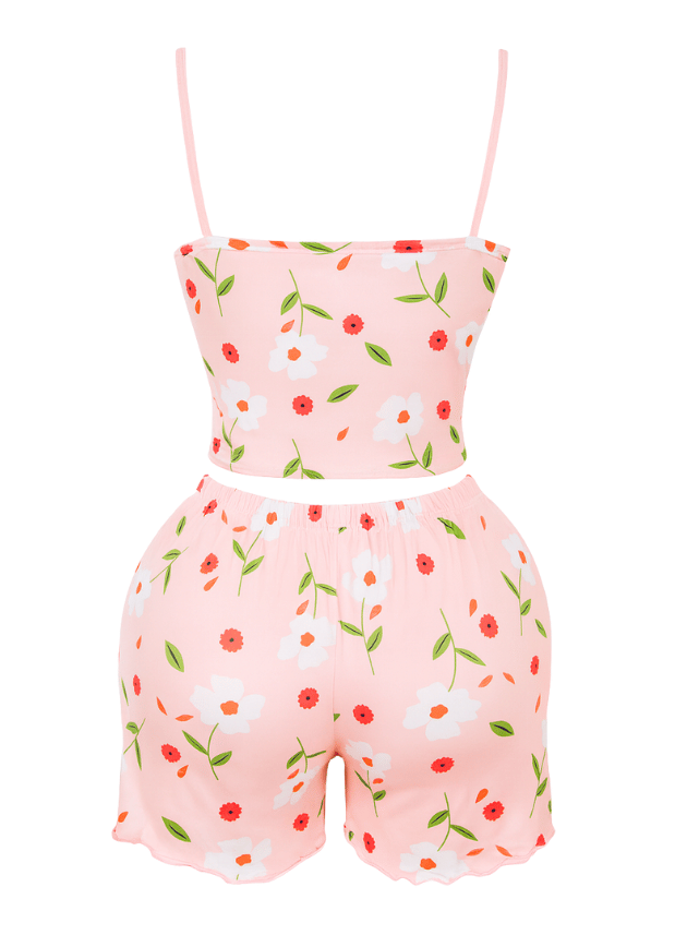 بيجامه شورت بحماله رفيعه بطبعه الزهور