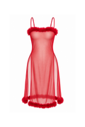 Short Sheer Lingerie with Fur Trim