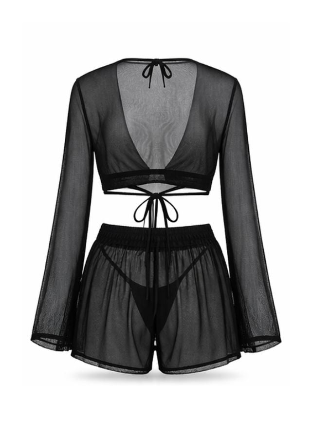 code 670 لانجيري شفاف قصير اسود