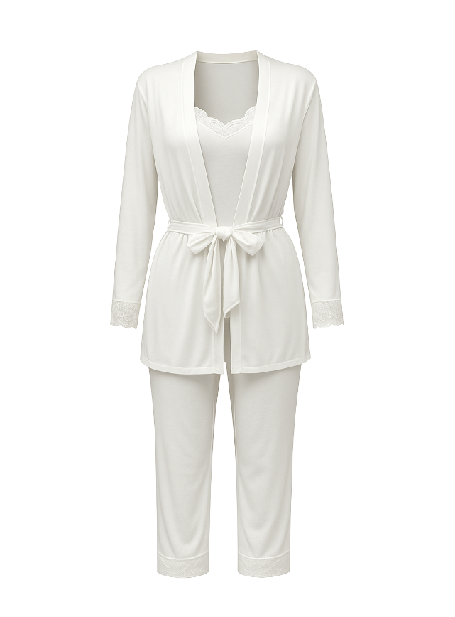 (بيجامه 3 قطع (بنطلون وتوب وروب