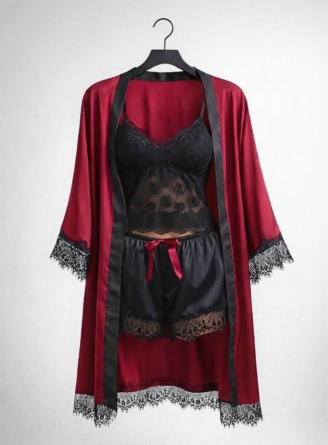 3pcs Satin Lace Pajama