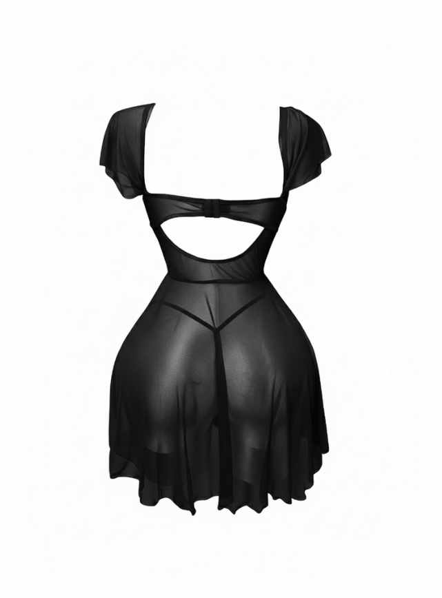 لانجيري قصير شفاف مزود ب كب