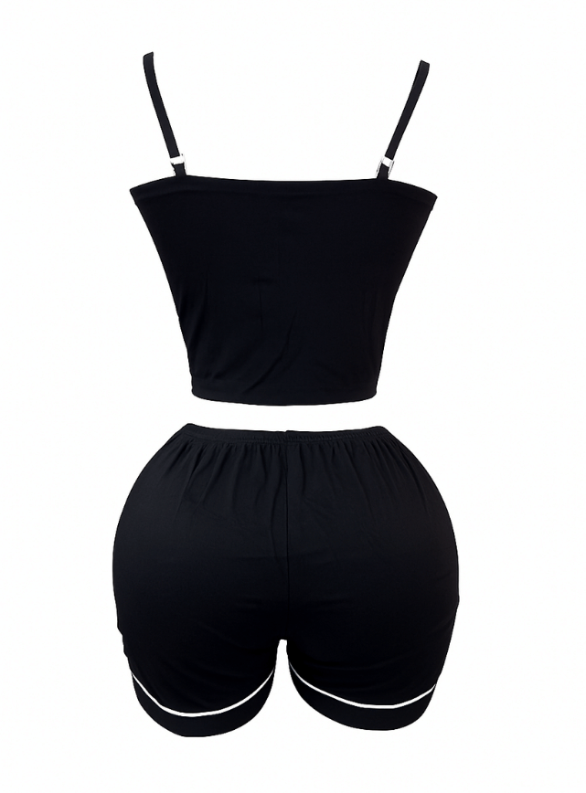 بيجامه شورت مزوده بشريط ستان