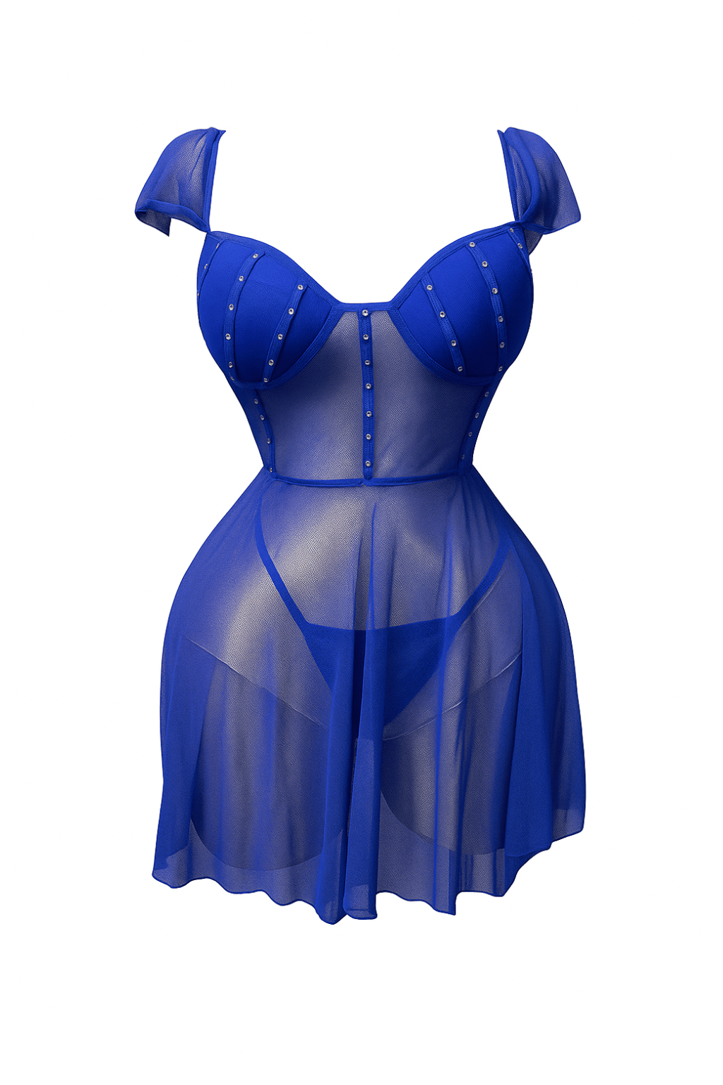 لانجيري قصير شفاف مزود ب كب