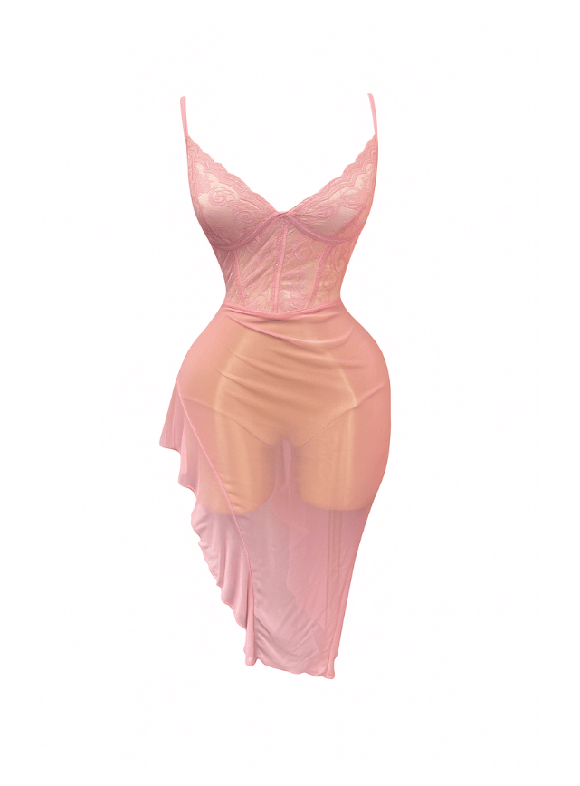 لانجيري طويل مزود بقصه من الجنب