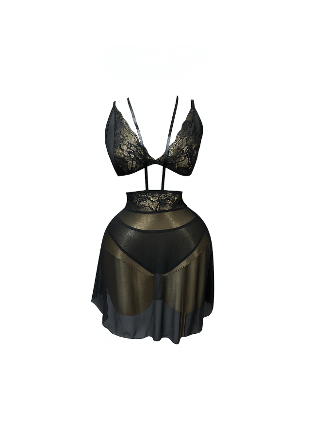 لانجري شفاف مزود بدانتيل بقصه مميزه