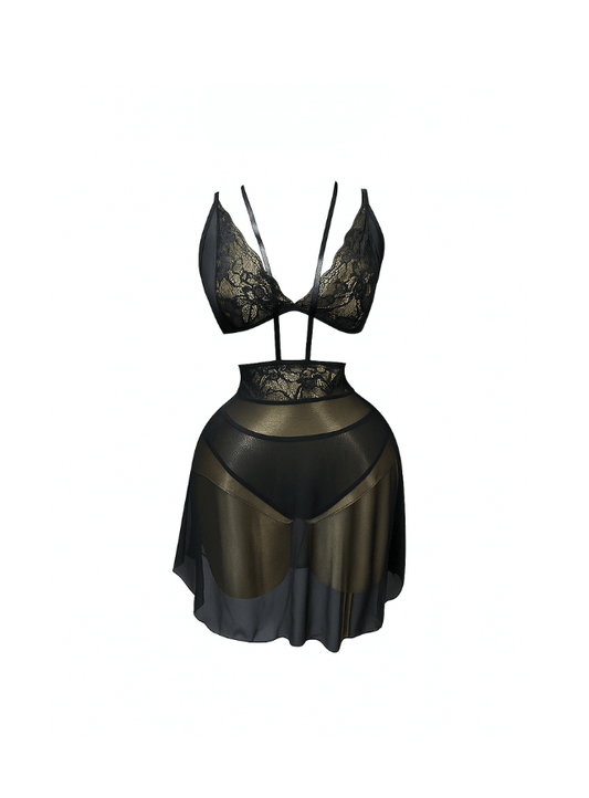 لانجري شفاف مزود بدانتيل بقصه مميزه