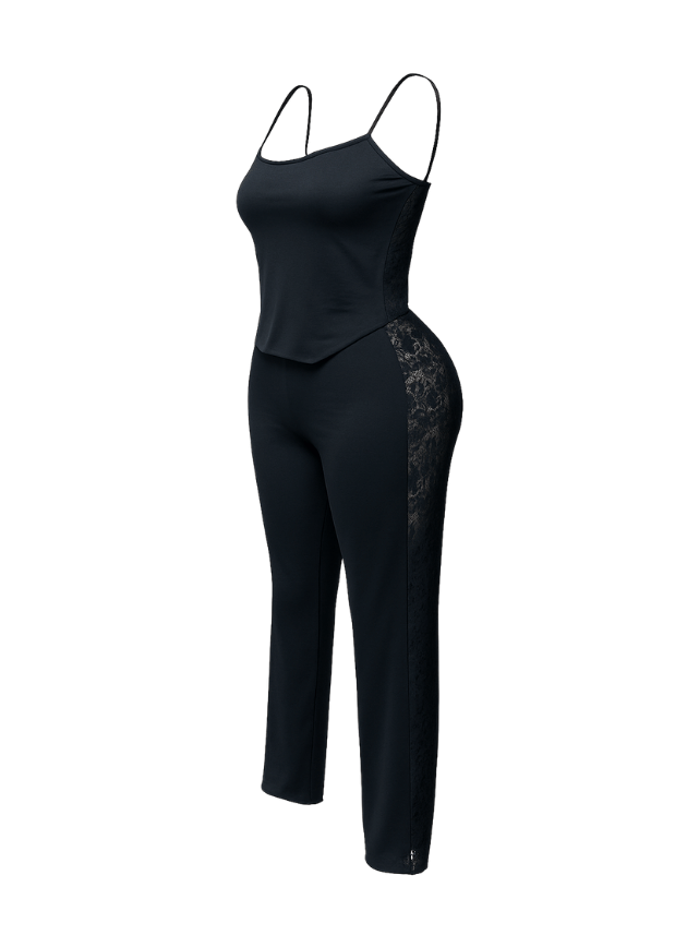 بيجامه بنطلون مزوده ب دانتيل و بقصه توب مميزه