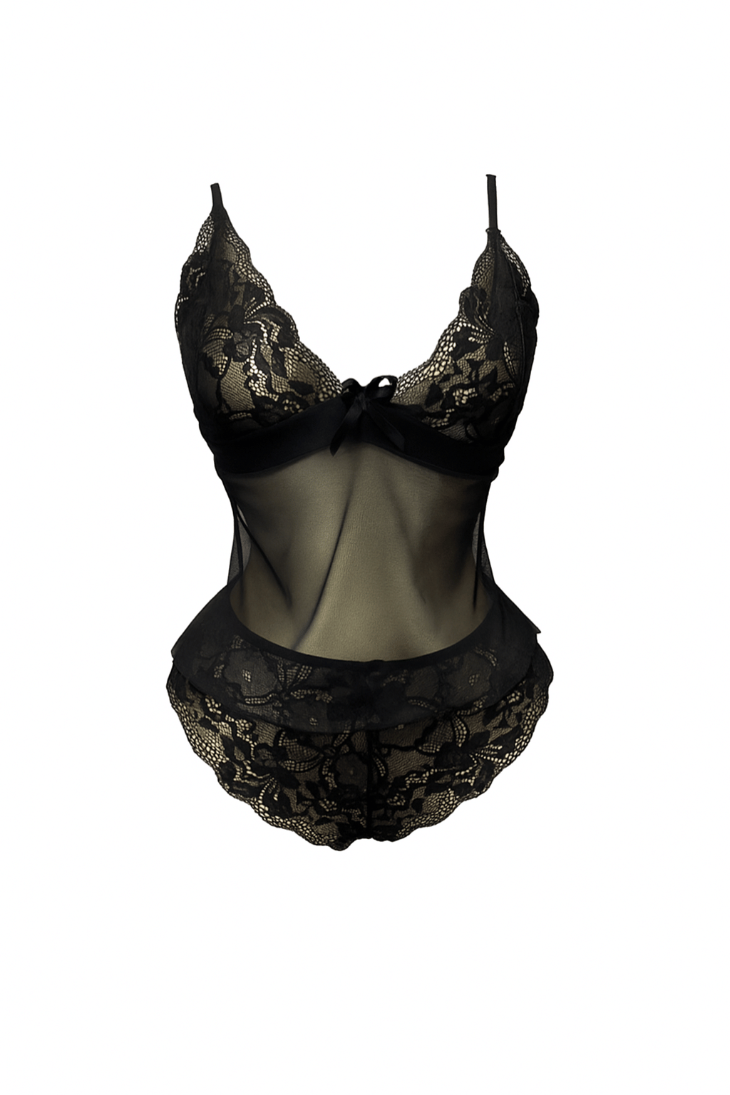 لانجيرى بحمالة رفيعة مزود بالدانتيل على الصدر