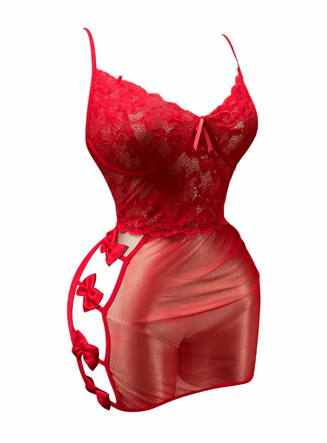 لانجيري قصير مزود بفيونكات من الجانب