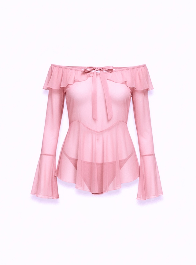 Sheer Bell Sleeve Dress