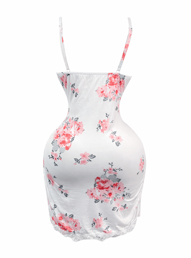 فستان قصير مزود بدانتيل و فتحتين من الجانب