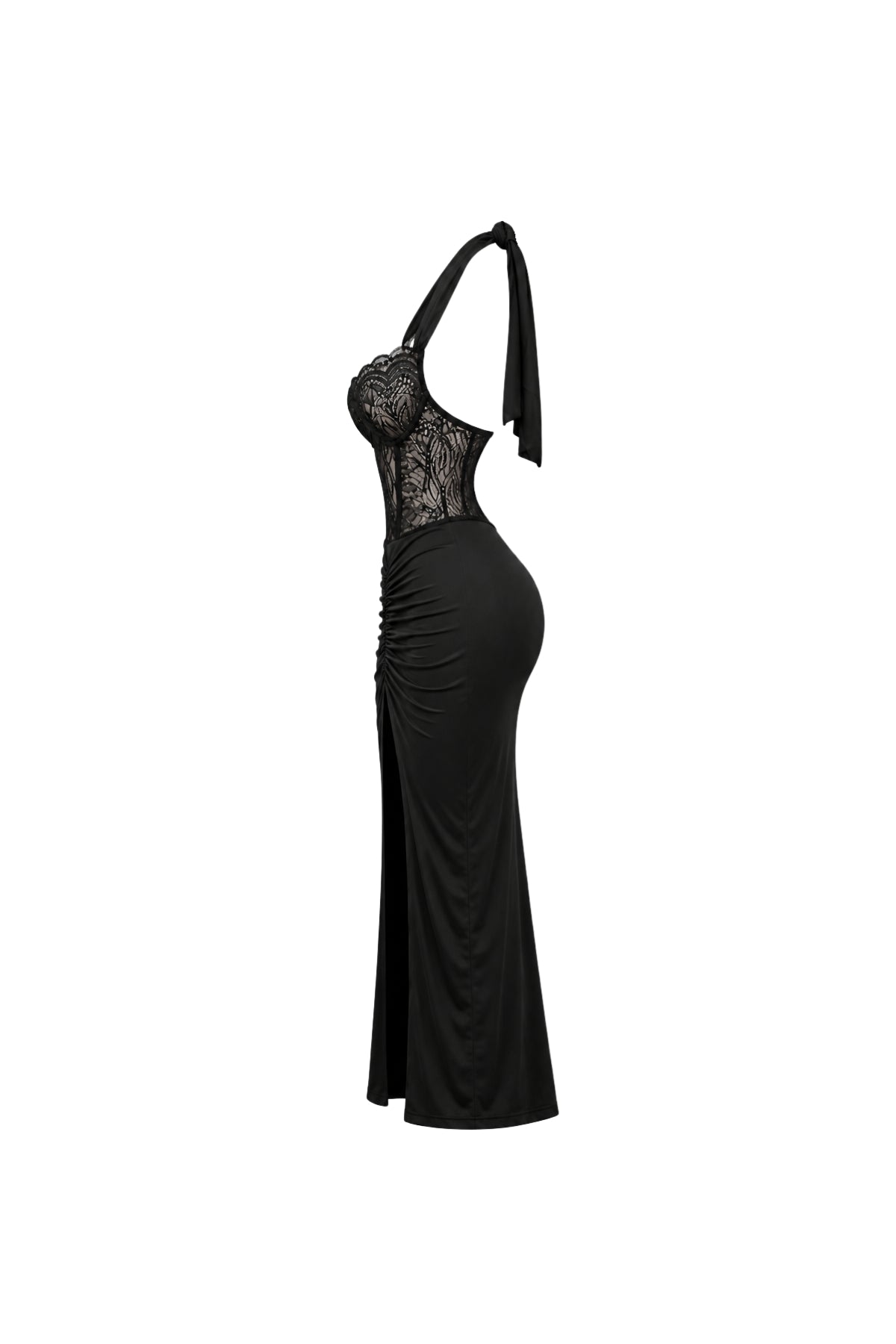 Halter Neck Dress with Lace Bust