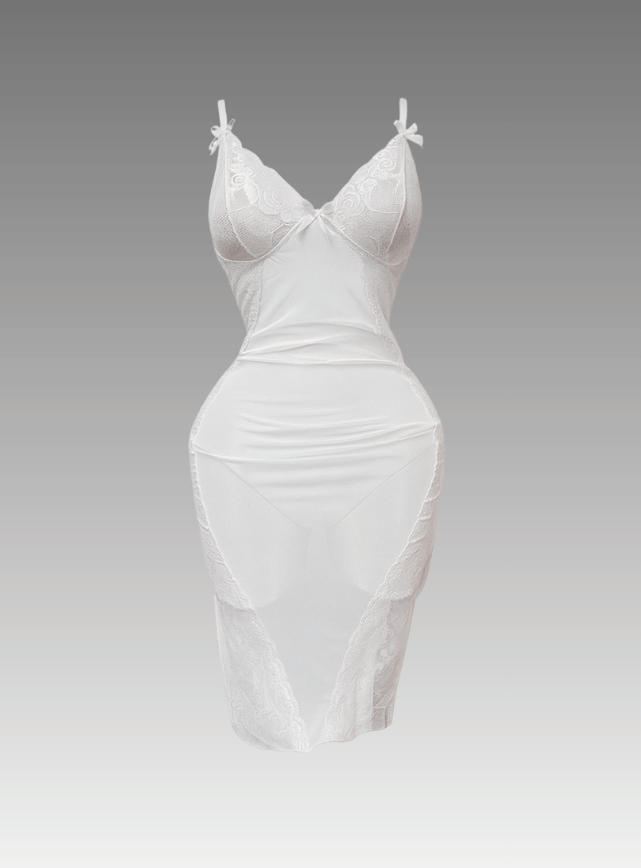 لانجيري طويل مزود بدانتيل