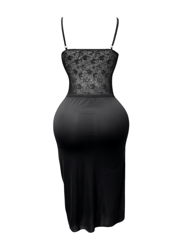 لانجيري طويل مزود بدانتيل من عند البطن