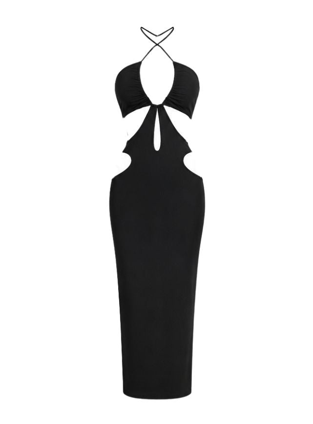 Cut Out Tie Backless Dress