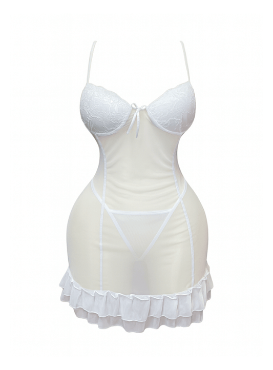 لانجيري شفاف مزود بكب وقصه مميزه