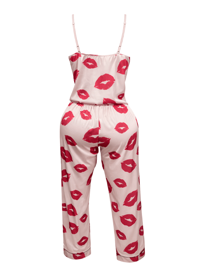Lips Print Satin Pajamas
