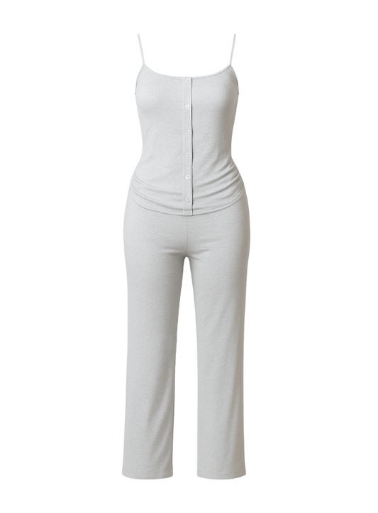 بيجامه بنطلون بحماله رفيعه مزود بازرار