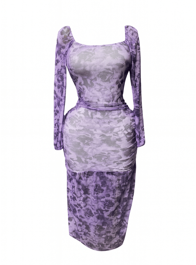 Sheer Hem Maxi Dress