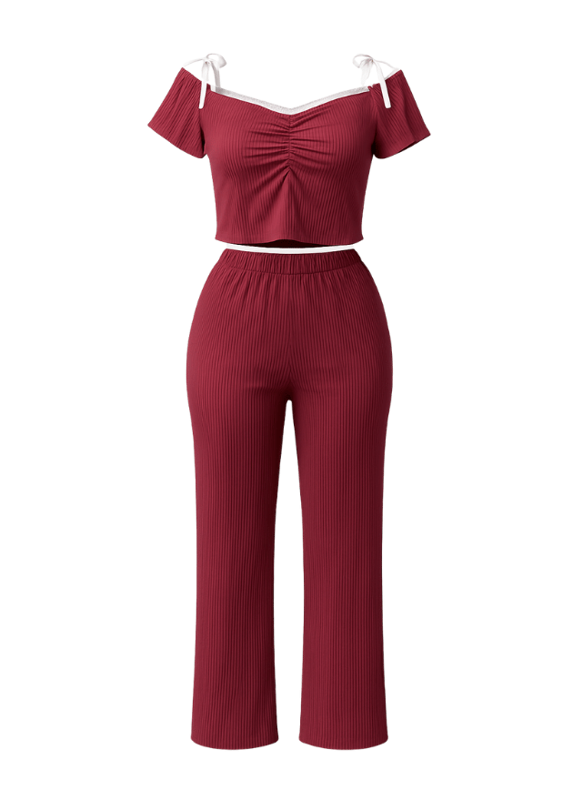 بيجامة بنطلون اوف شولدر