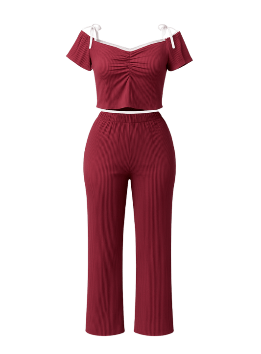 بيجامة بنطلون اوف شولدر