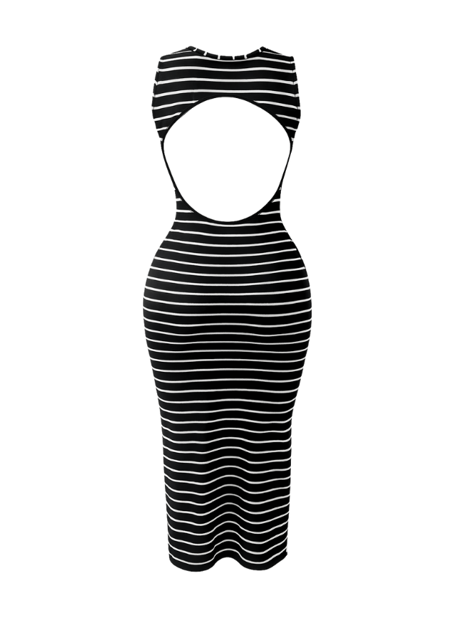 Striped Backless Dress