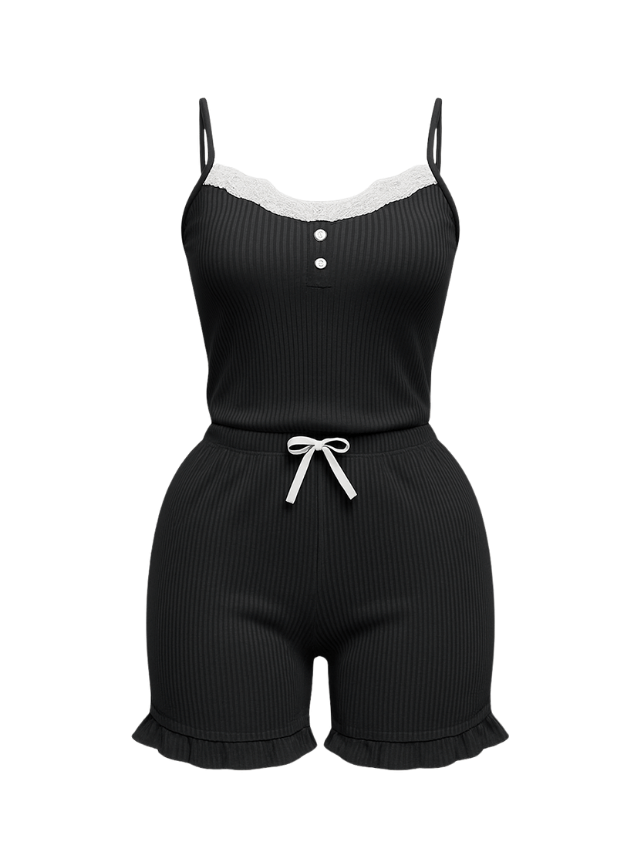 بيجامة شورت مزوده بأزرار وهميه من عند الصدر