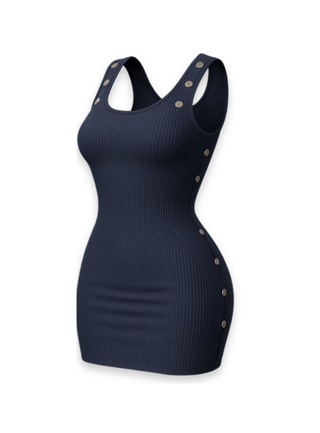 دريس اسود مزود بأزرار وهميه من الجوانب