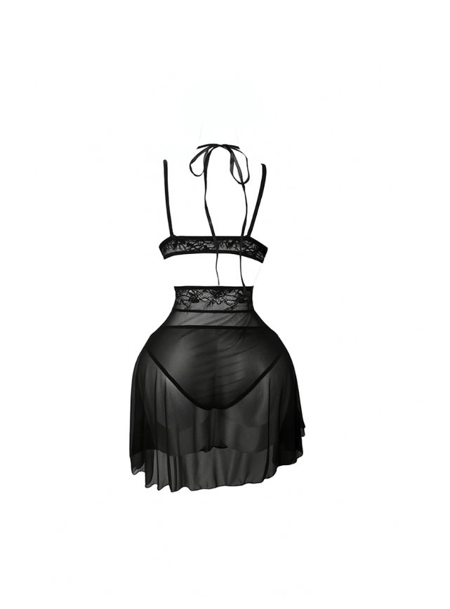 لانجري شفاف مزود بدانتيل بقصه مميزه