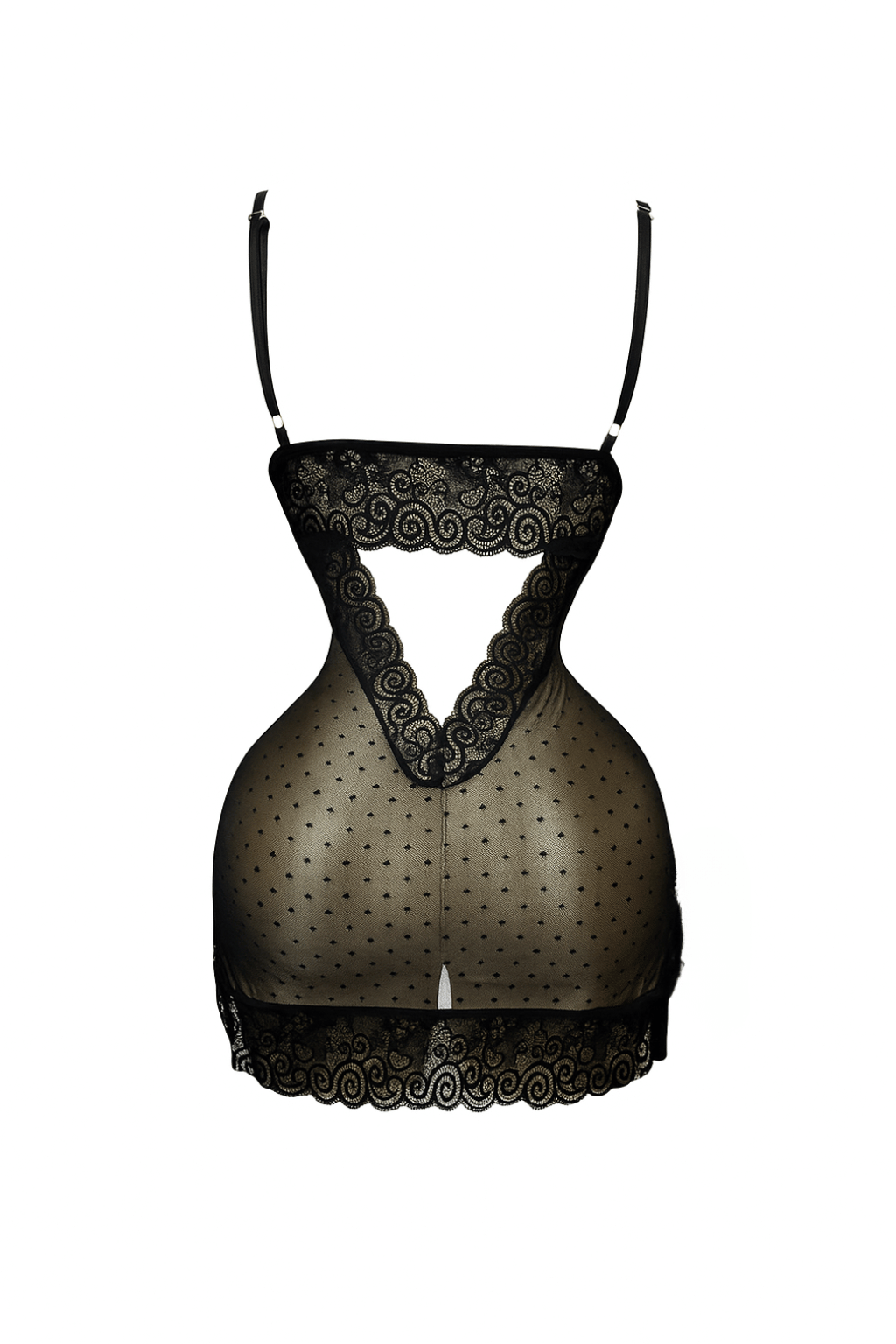 لانجري اسود شفاف قصير بفتحه من الجانب