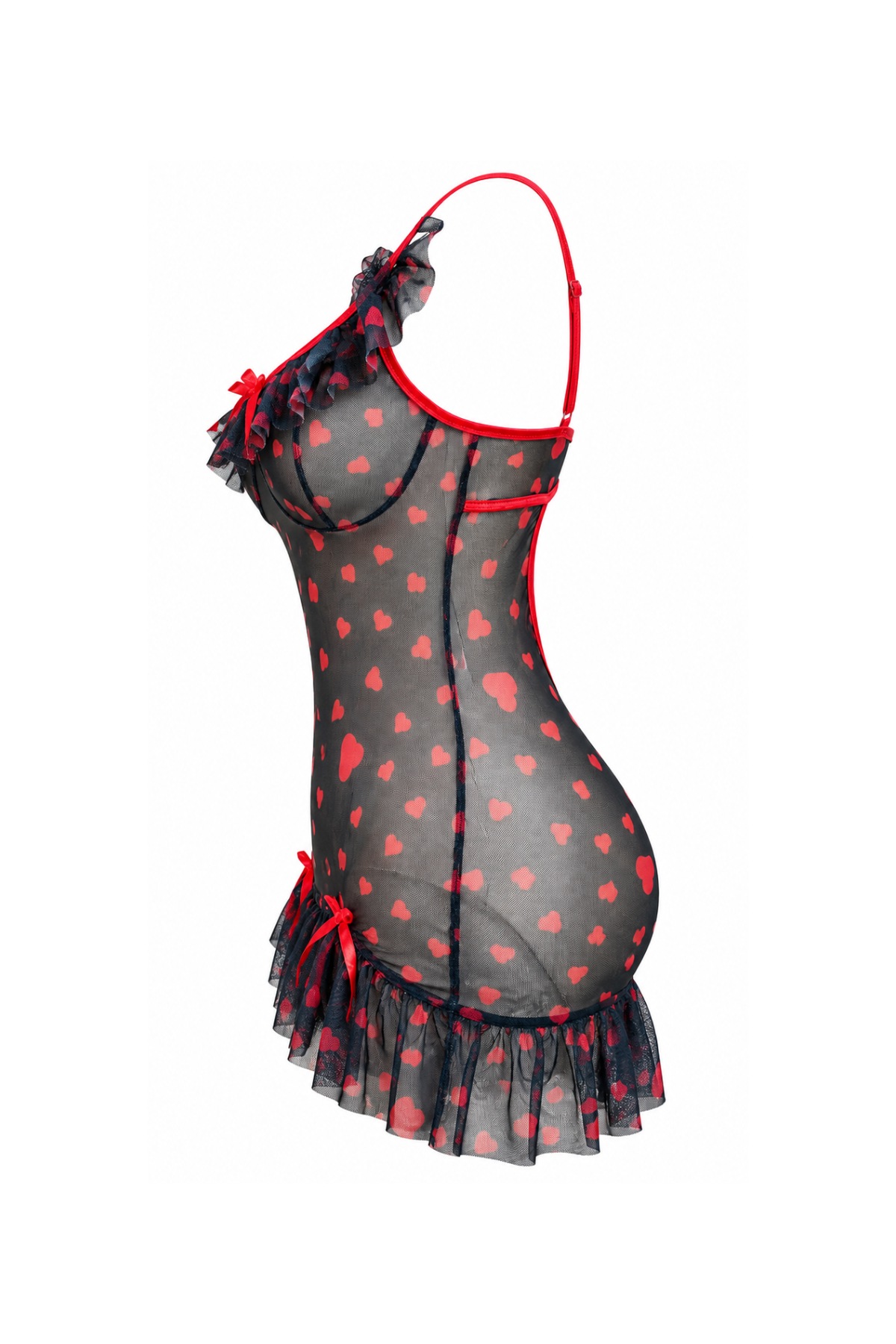 Sheer Heart-Print Lingerie