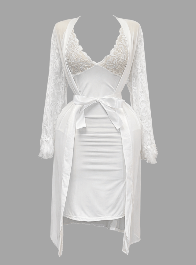 Lace Spliced Lingerie & Robe