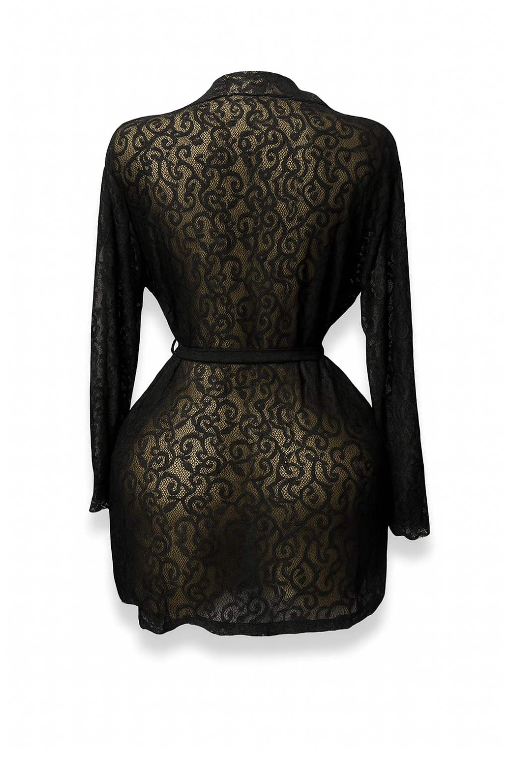 Sheer Lace Belted Robe