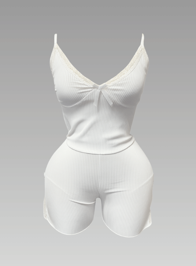 بيجامه شورت مزوده بدانتيل