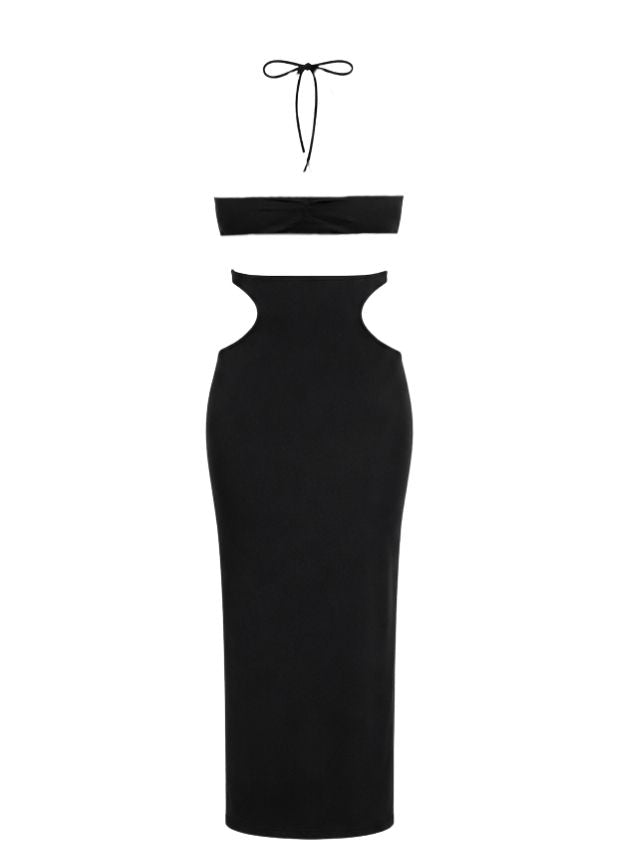 Cut Out Tie Backless Dress