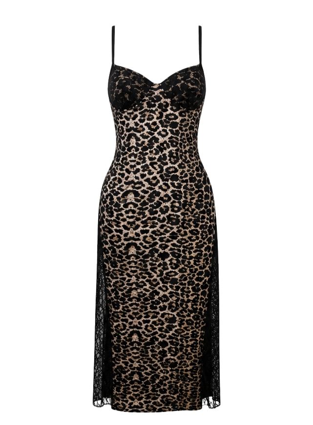 Tiger Dress with Sheer Sides & Lace