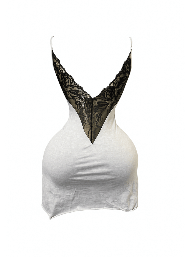 كاش قصير مزود بدانتيل من الضهر والصدر