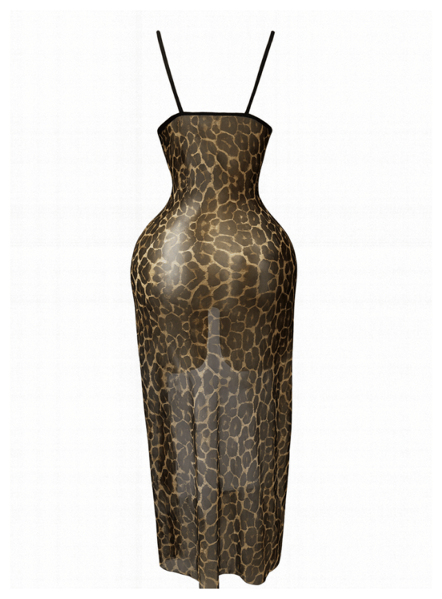 لانجيري تايجر شفاف مزود بفتحه